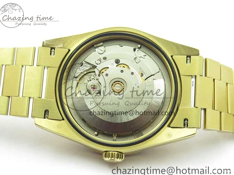0212 DailyWear Day-Date 36mm 128235 YG Crystal BP Best Edition Silver Crystal Marker Dial on YG President Bracelet A 2676